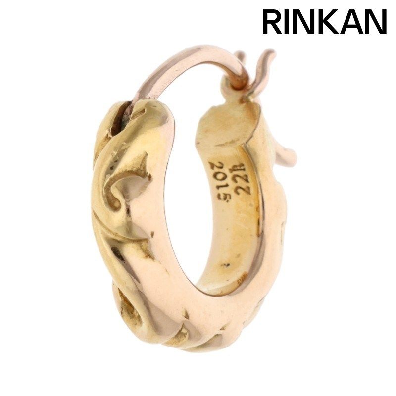 クロムハーツ 22K TNY HOOP SCRL 22Kタイニースクロールフープ ゴールドフープピアス メンズ