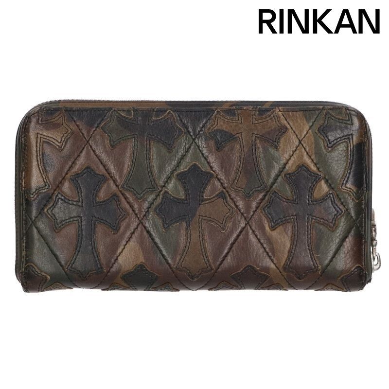 クロムハーツ REC F ZIP QUILTED カモフラ柄セメタリークロスキルティングレザー財布 メンズ