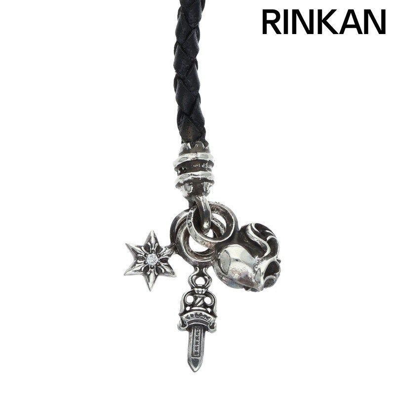 クロムハーツ PHONE STRAP 1ダイヤ レザー携帯ストラップ メンズ