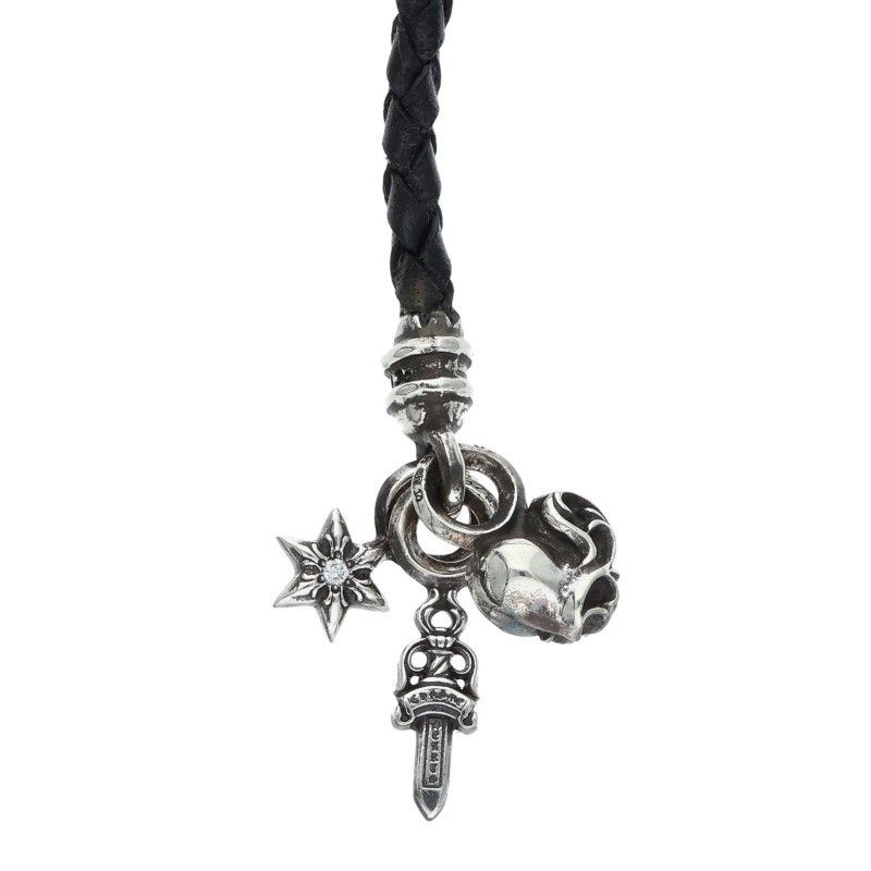 クロムハーツ PHONE STRAP 1ダイヤ レザー携帯ストラップ メンズ