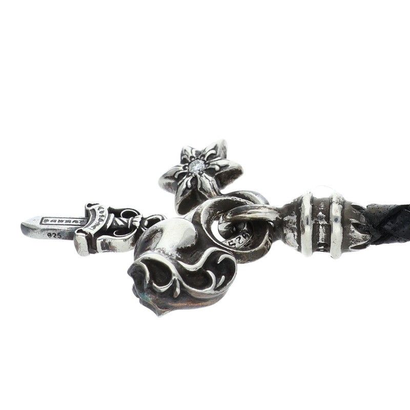 クロムハーツ PHONE STRAP 1ダイヤ/レザー携帯ストラップ メンズ