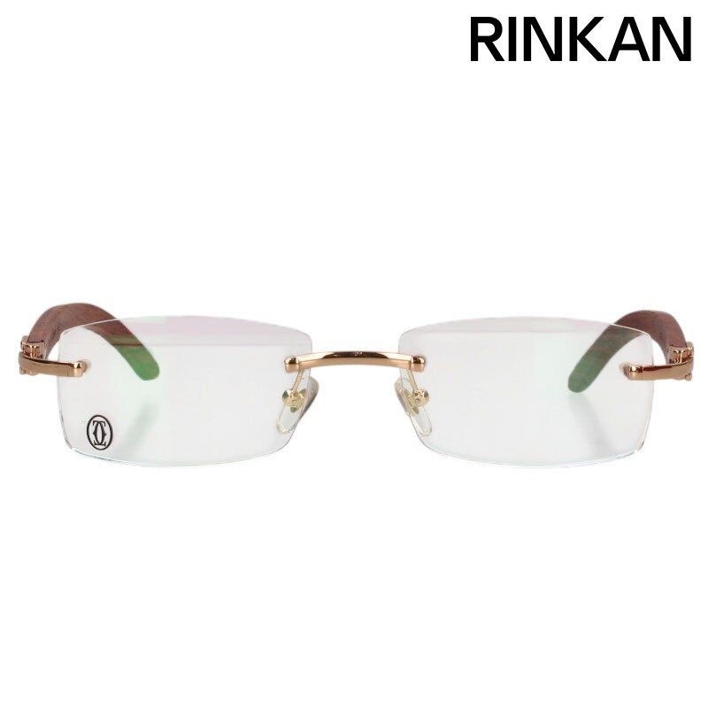 カルティエ 135b Cデコール ウッドテンプルリムレス眼鏡 メンズ