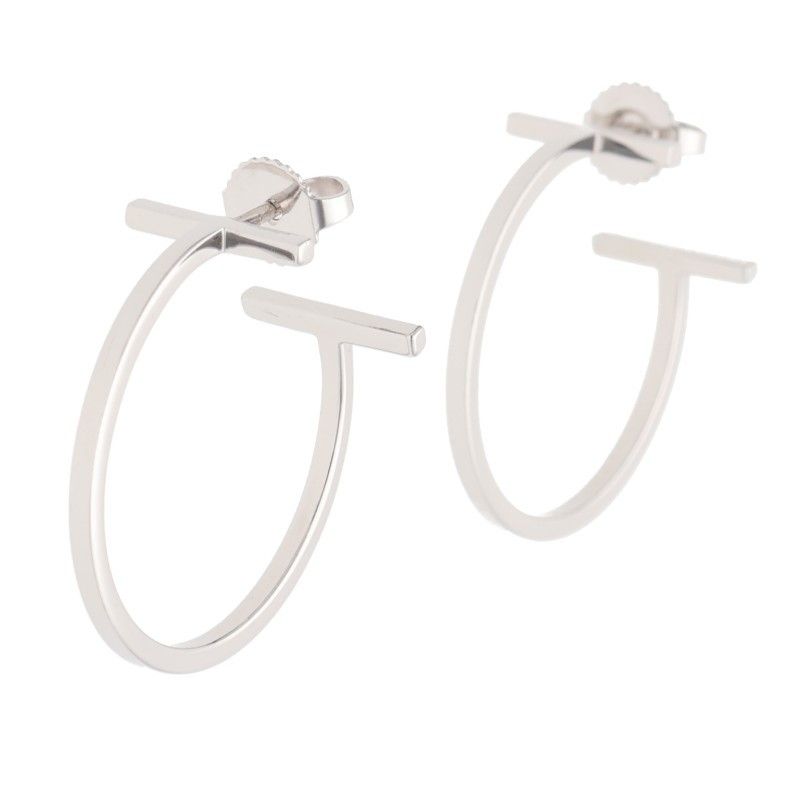 ティファニー Tワイヤーミディアム K 18 WGフープピアス レディース M