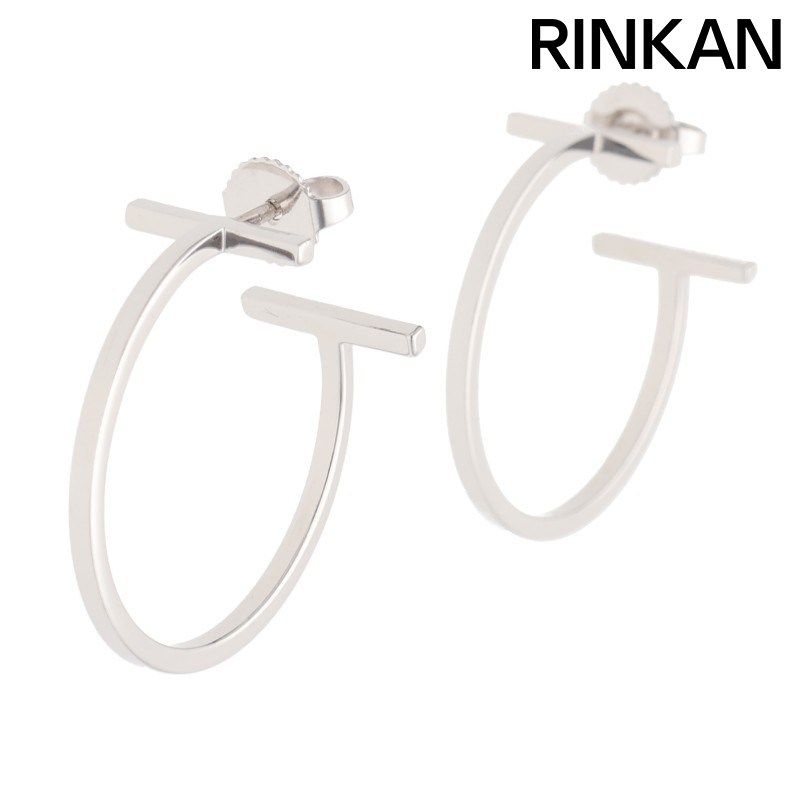 ティファニー Tワイヤーミディアム K18WGフープピアス レディース M