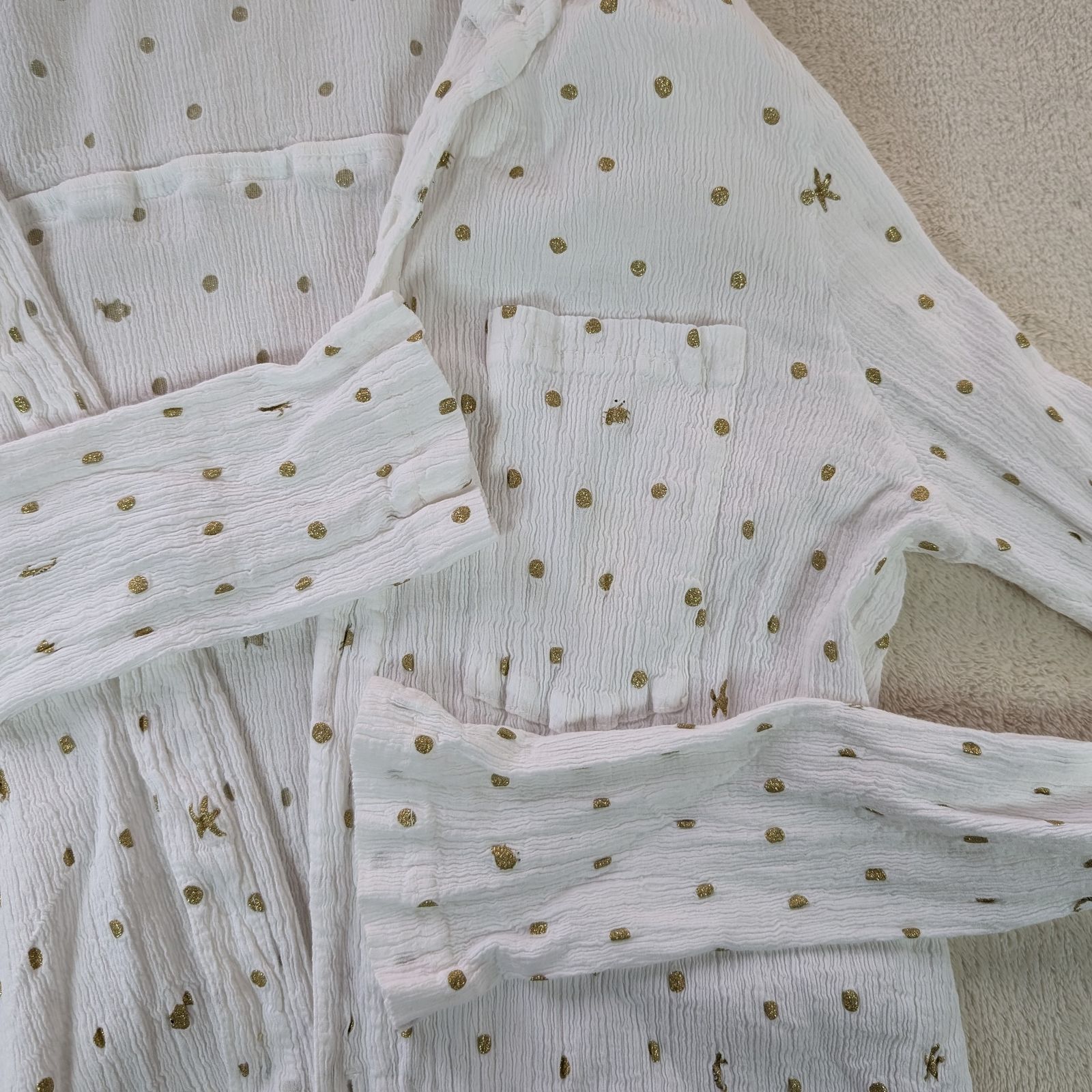 ツモリチサト】ブラウス シャツ 白 2 クレープ クレプリ シワ加工 しぼ