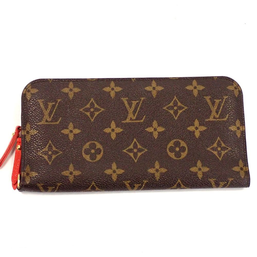 Th1001461 ルイ ヴィトン モノグラム アンソリット M61989 二つ折り長財布 オランジュ イニシャル刻印あり LOUIS VUITTON