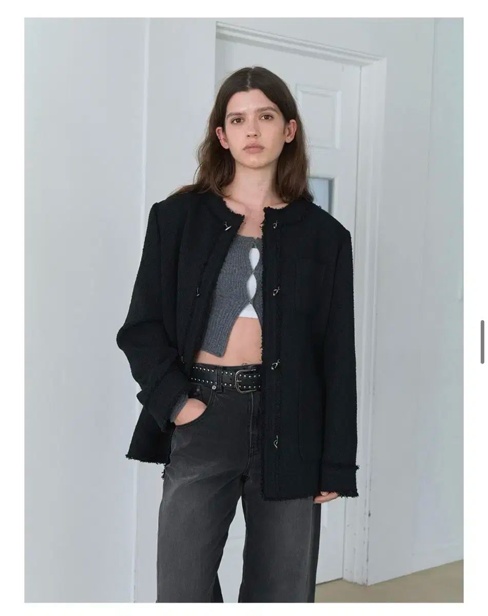 RAIVE Trimmed Hook Midi Tweed Jacket