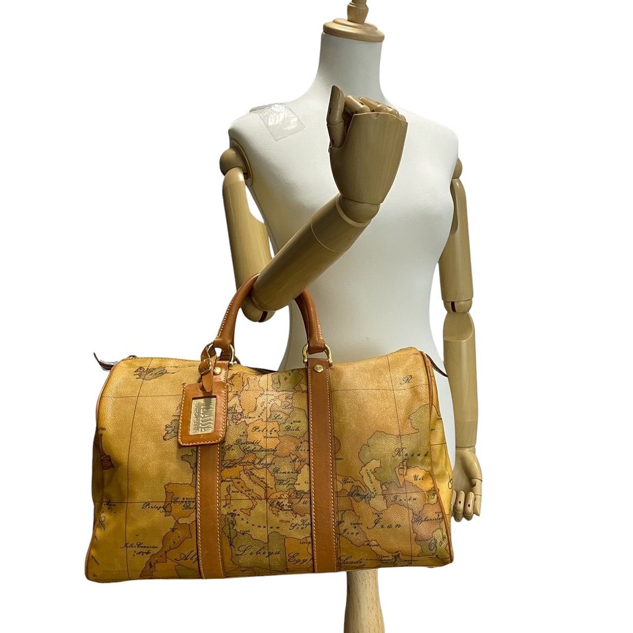 B4165】 PRIMA CLASSE プリマクラッセ ボストンバッグ PVCレザー 地図