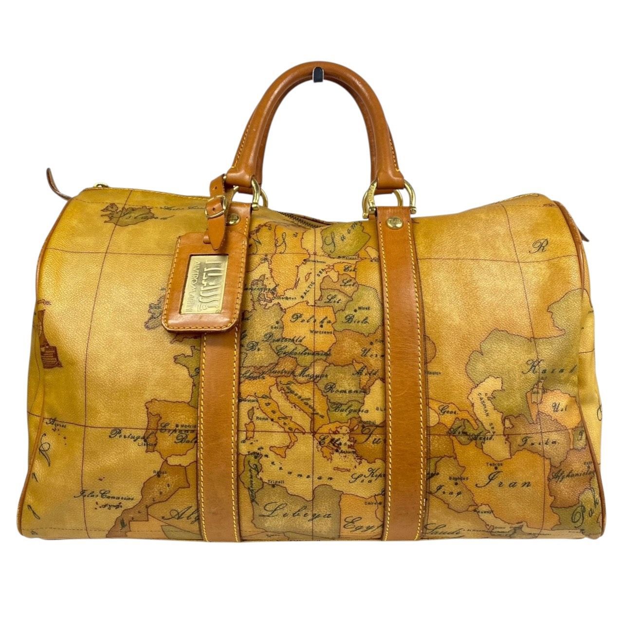 B4165】 PRIMA CLASSE プリマクラッセ ボストンバッグ PVCレザー 地図