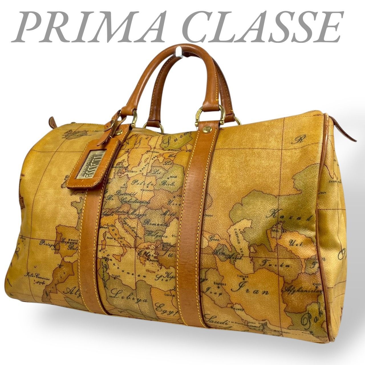 B4165】 PRIMA CLASSE プリマクラッセ ボストンバッグ PVCレザー 地図