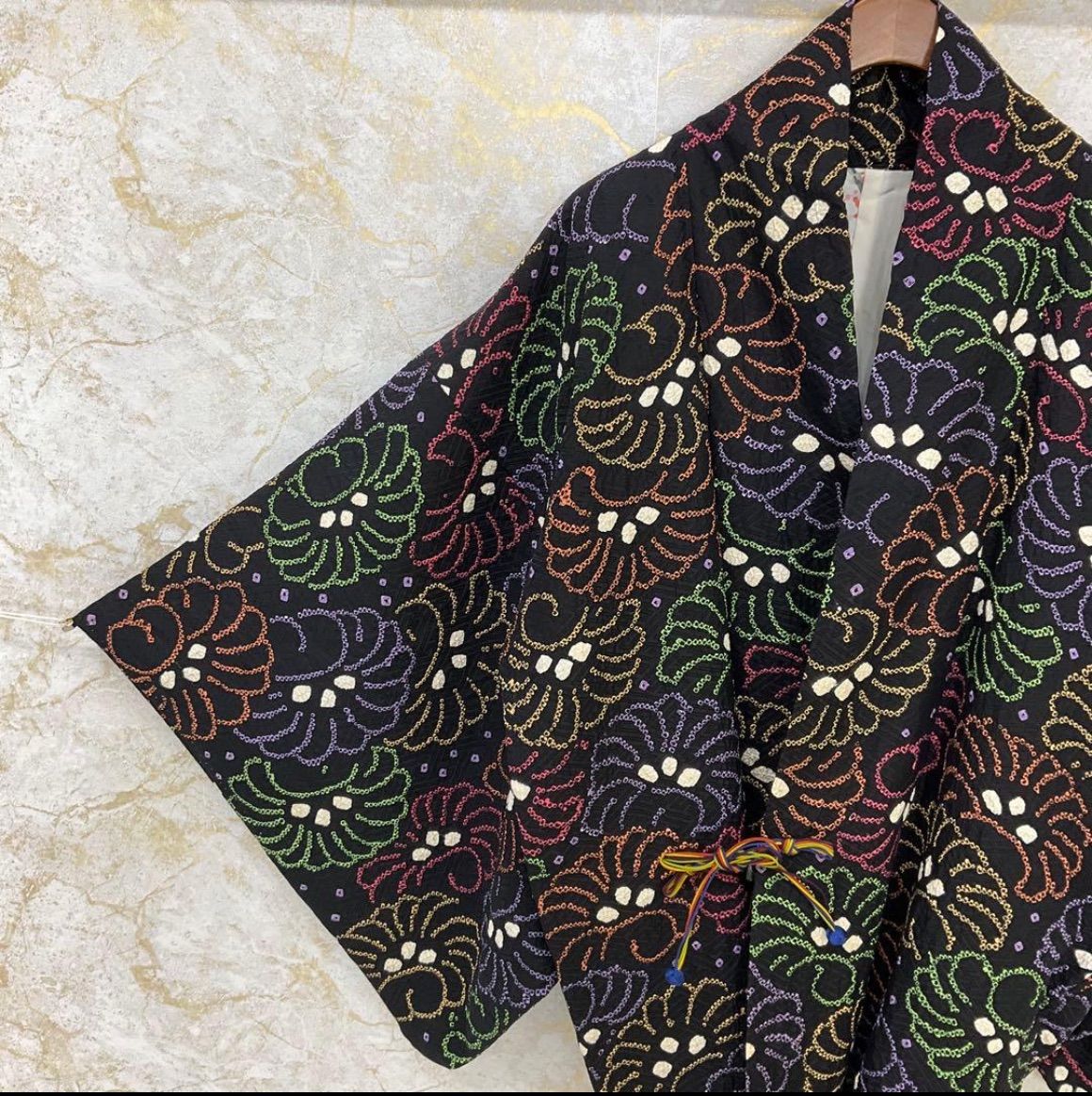 kimono one kimonoarisa 厳選 日本の総手絞り センスの良い道中着 正絹 裄長 裄67.5丈84.5