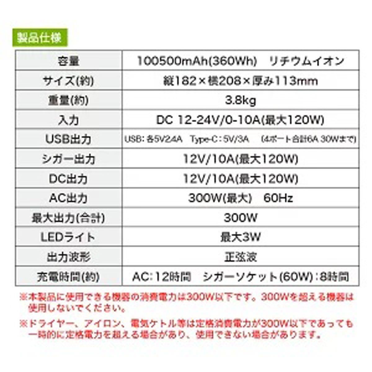 ポータブルバッテリー 360