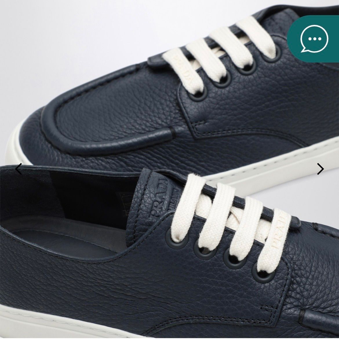 PRADA プラダ ブルーのバルチックハンマードレザースニーカー