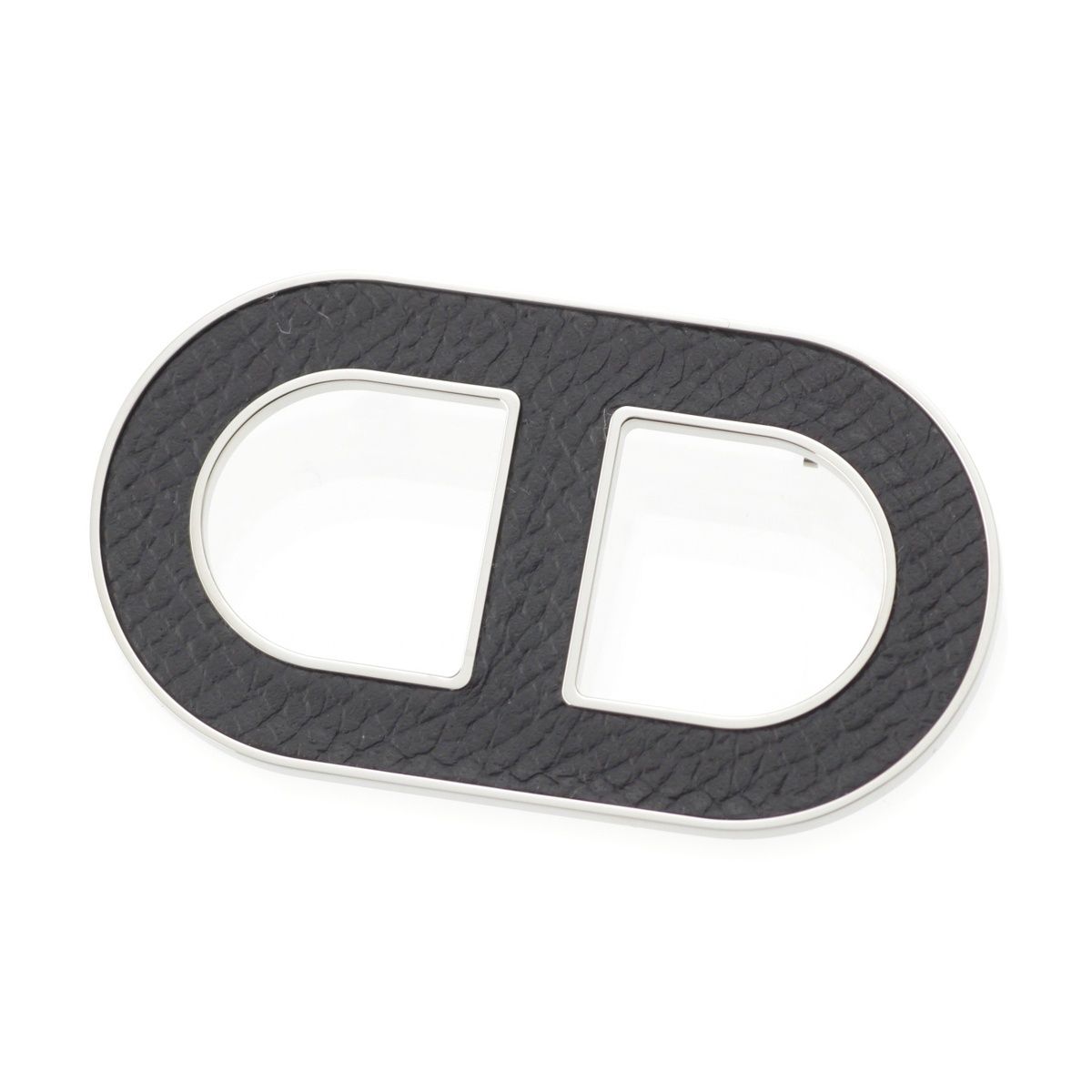 エルメス シェーヌダンクル ヴェルカニウム ブローチ ブラック シルバー