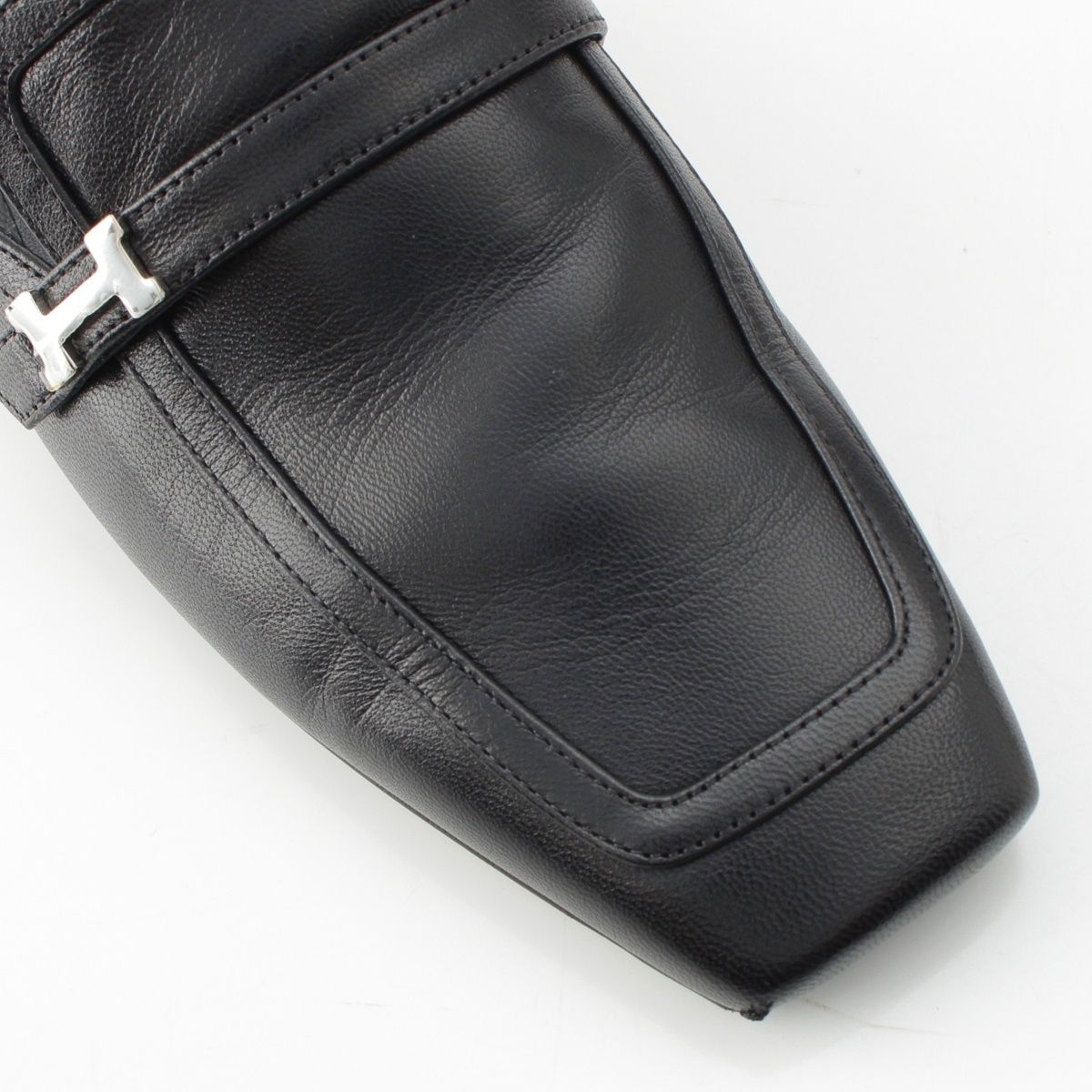 HERMES エルメス Hロゴ ミュール レザー ブラック HERMES エルメス H