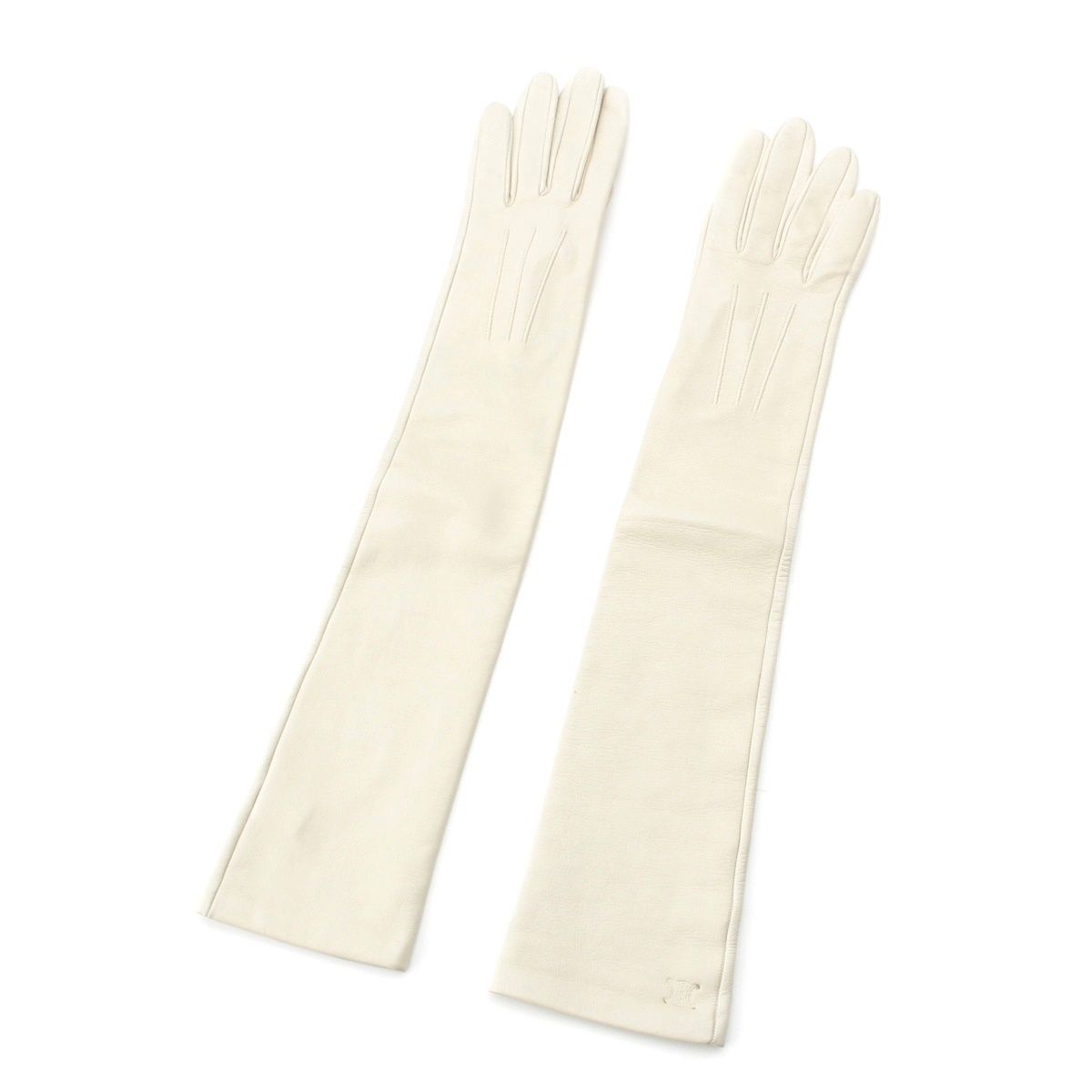 セリーヌ レザー トリオンフ ロング グローブ 手袋 ホワイト