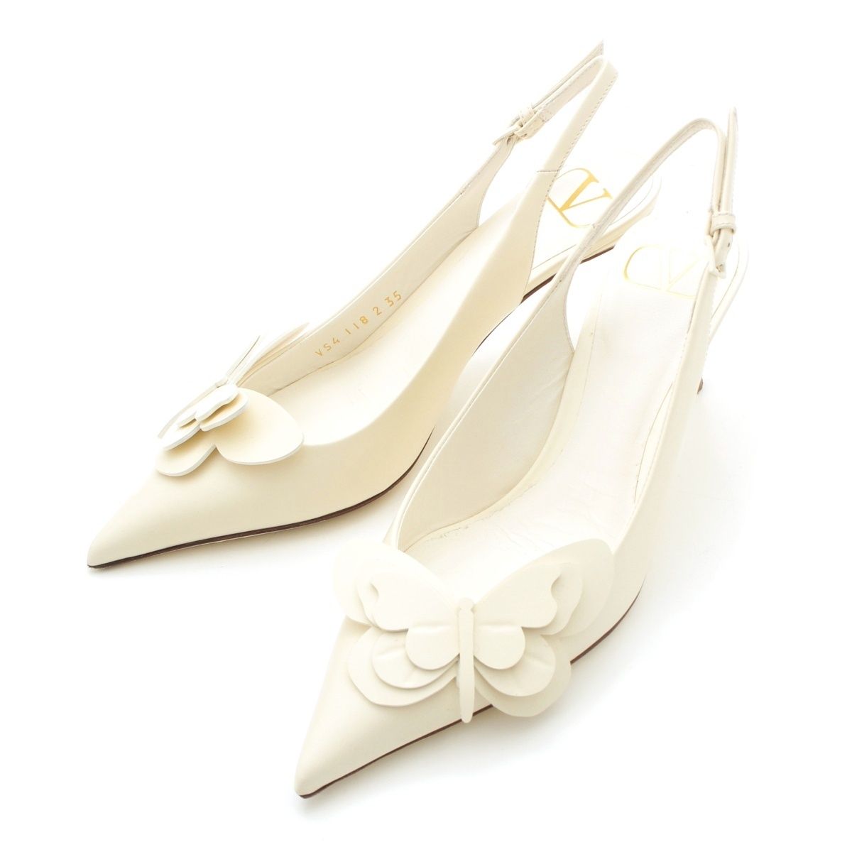 ヴァレンティノ レザー スリングバッグ パンプス ミュール パピヨン 蝶 ホワイト 35