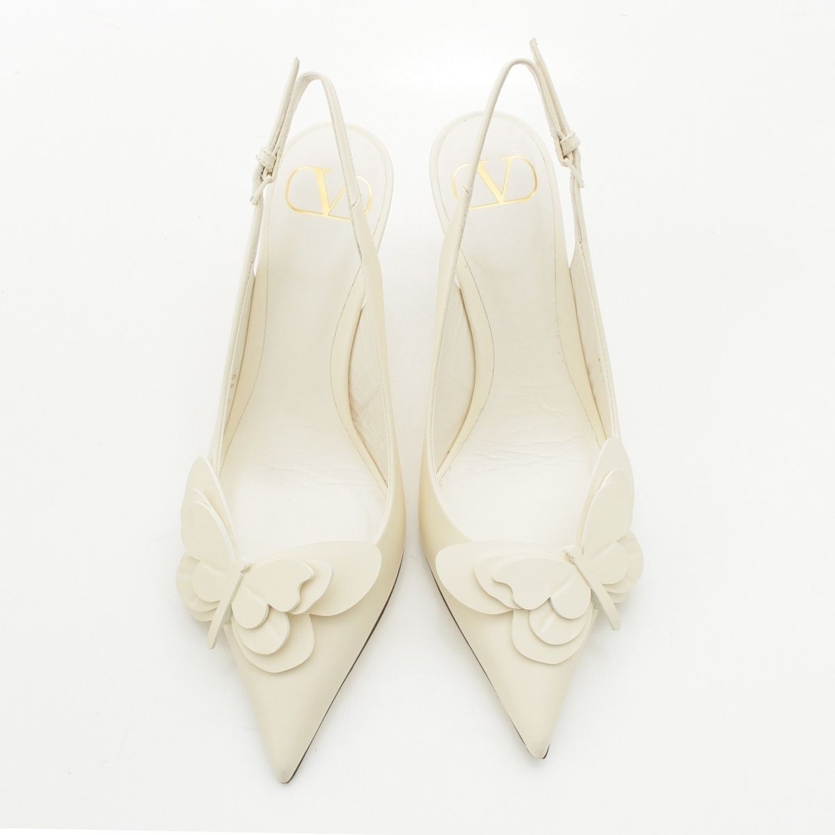 ヴァレンティノ レザー スリングバッグ パンプス ミュール パピヨン 蝶 ホワイト 35