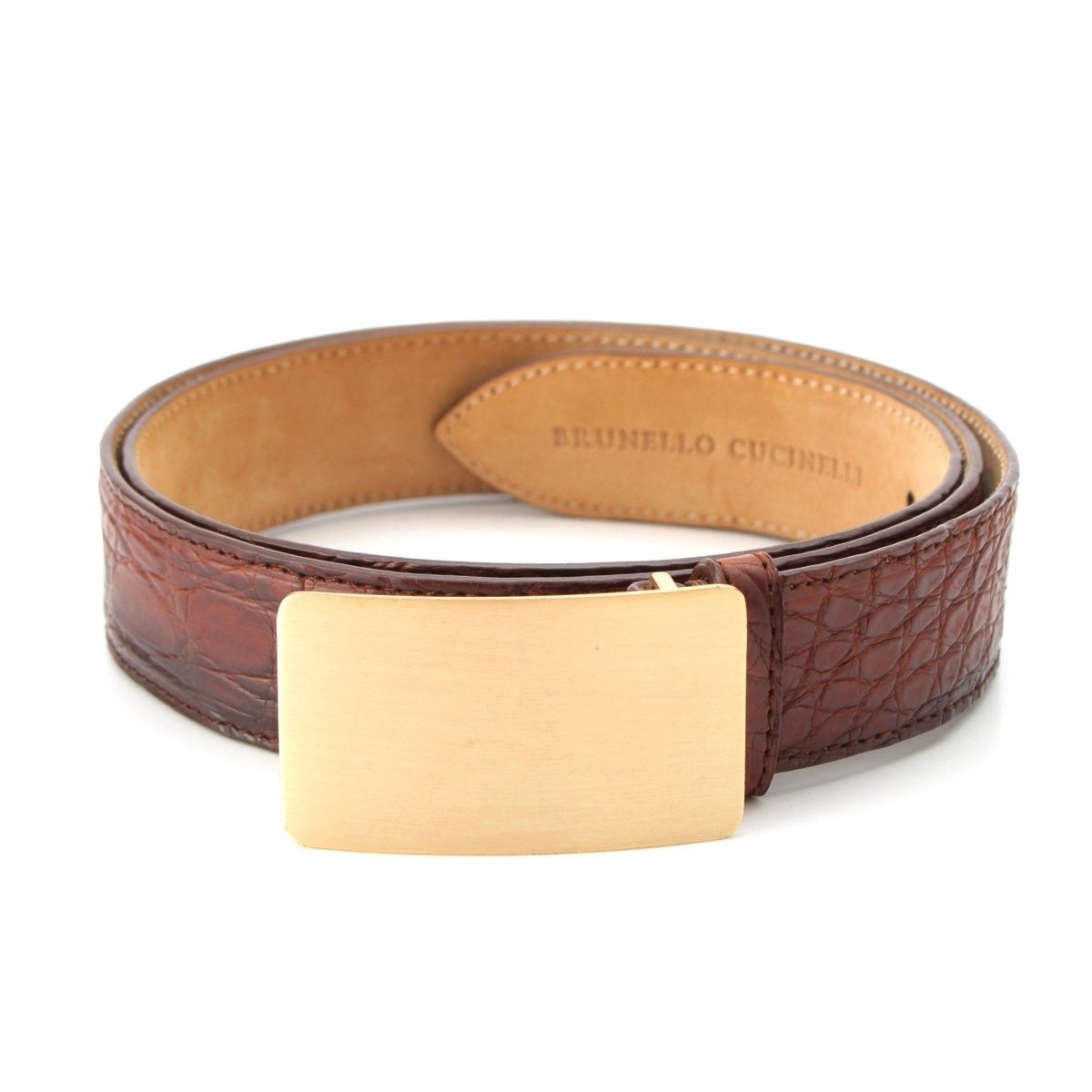 ブルネロクチネリ レザー 型押し ベルト ブラウン 90