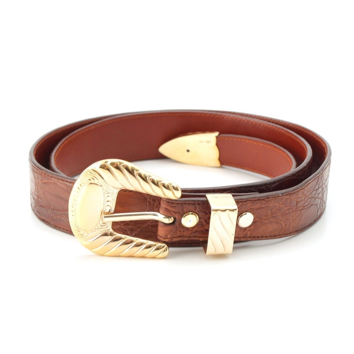 ブルネロクチネリ レザー 型押し ベルト ブラウン 95