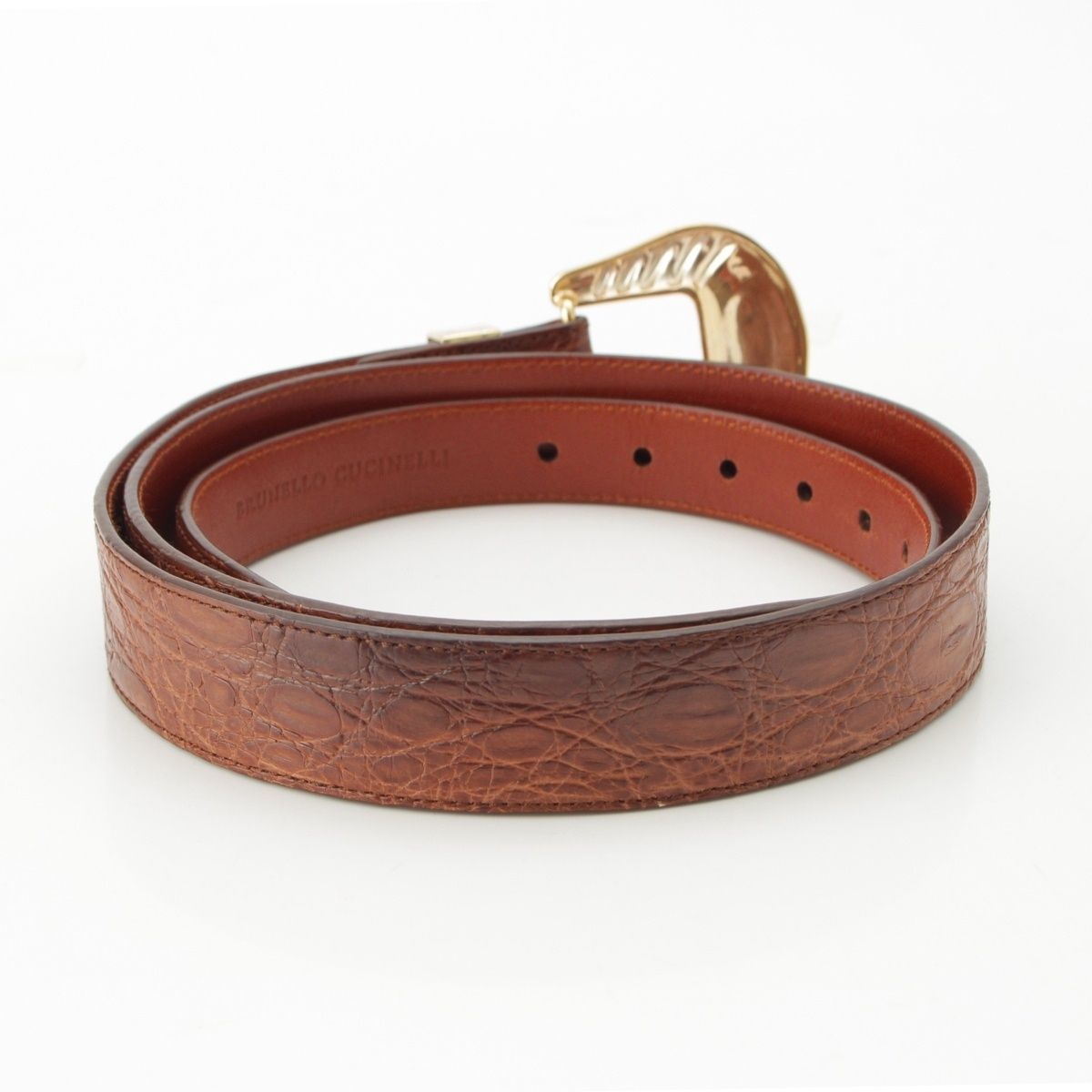 ブルネロクチネリ レザー 型押し ベルト ブラウン 95