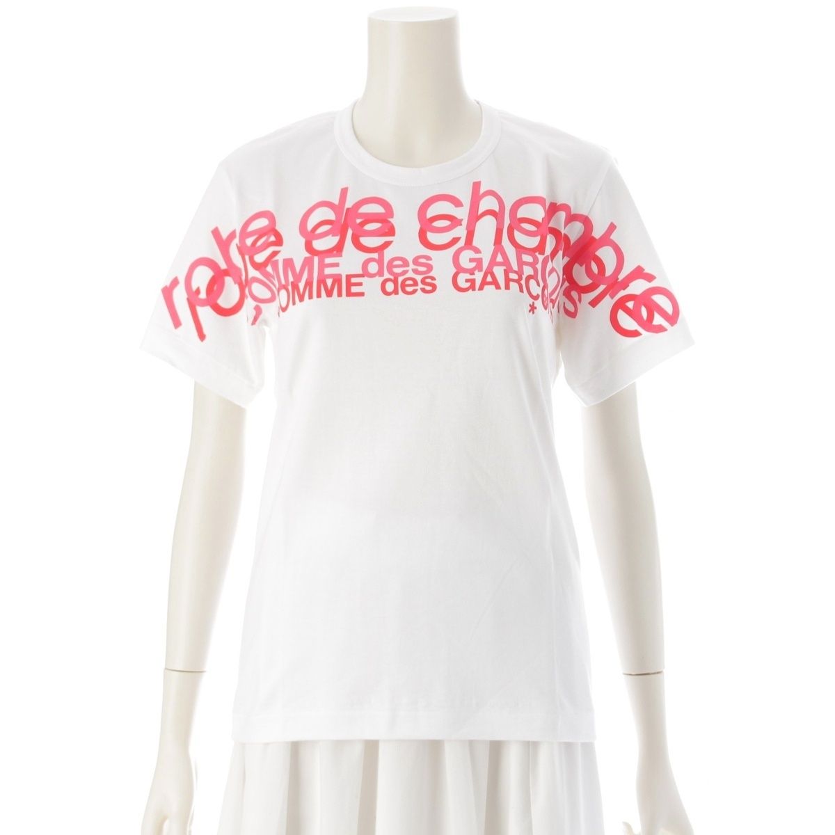 ローブドシャンブルコムデギャルソン AD1999 00SS コットン ダブルロゴ 半袖Tシャツ トップス RT-100230 ホワイト ‐