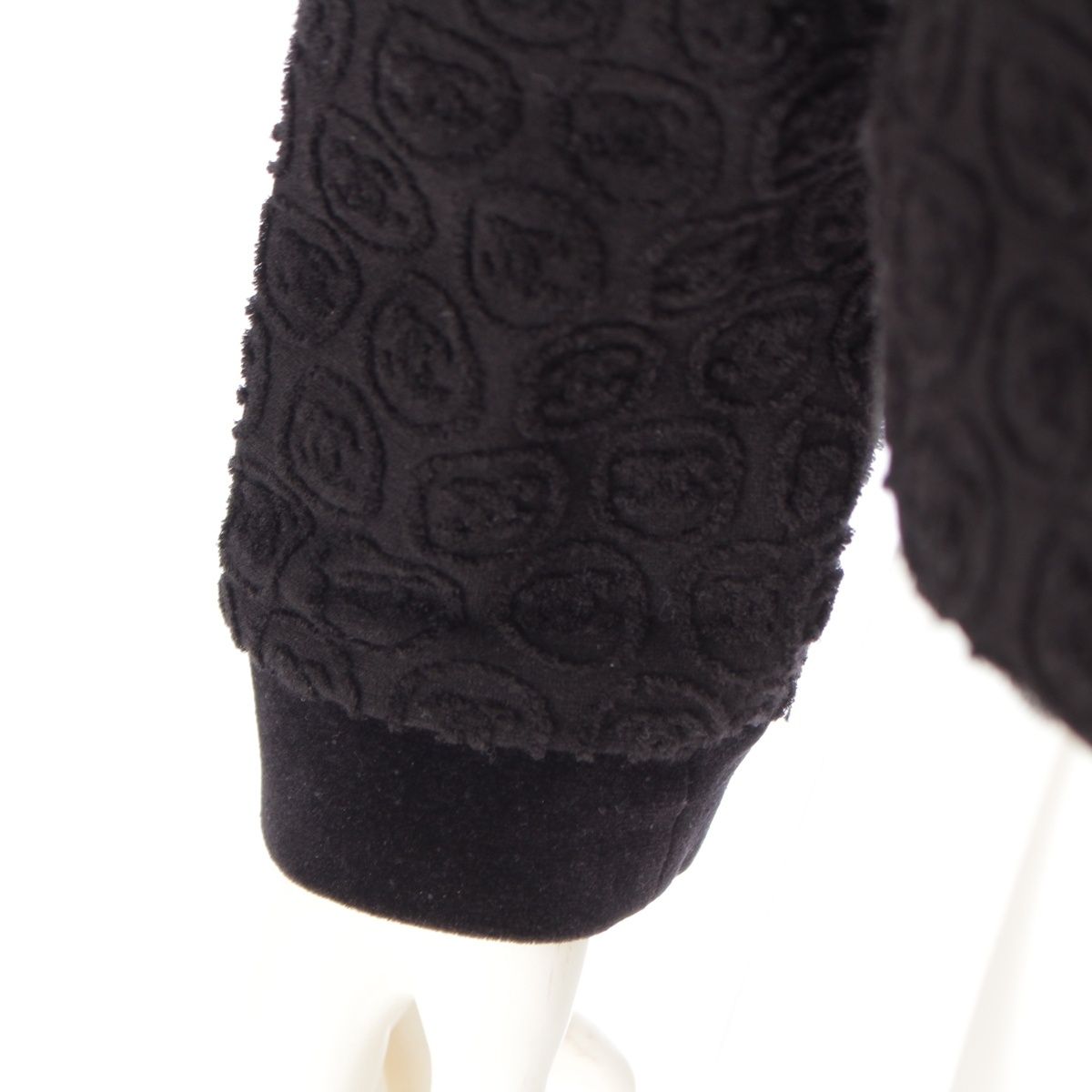  シャネル コットン×ナイロン ココボタン ベロア カーディガン トップス ブラック 40 カーディガン ボレロ アンサンブル トップス