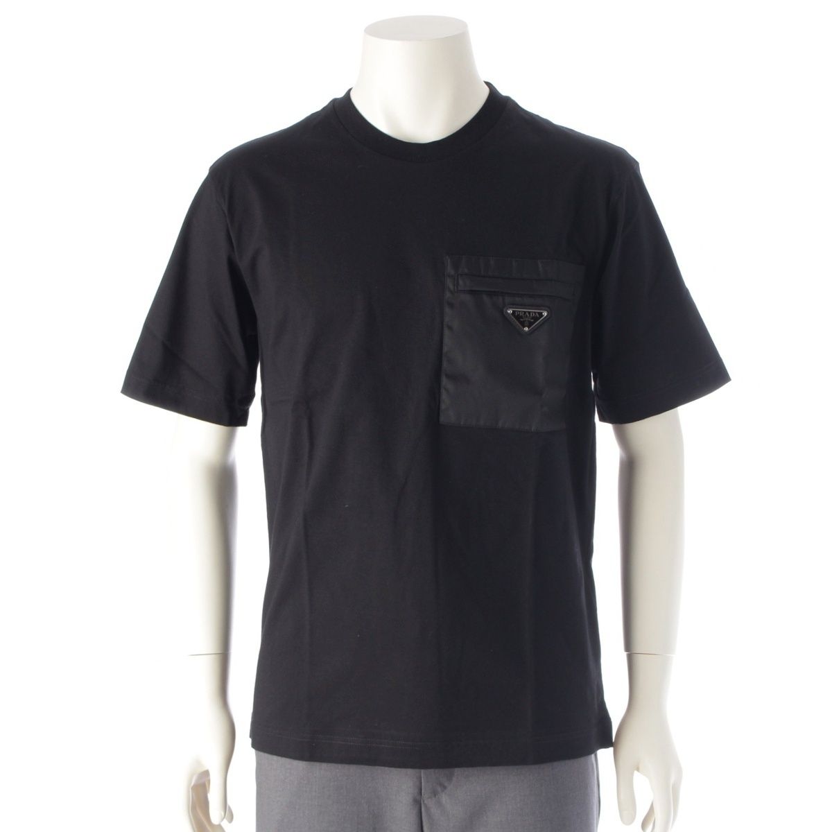 プラダ 24年 コットン RE-NYLON トライアングルロゴ 半袖Ｔシャツ トップス UJN661 ブラック M