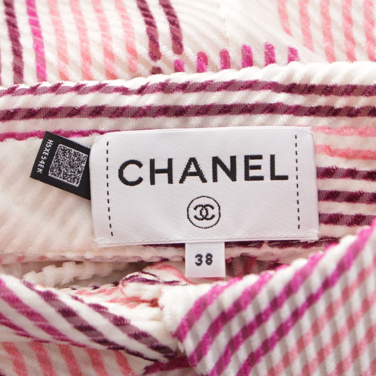  シャネル 24 AW シルク ビスコース ココマーク ブラウス シャツ トップス P 75476 ピンク ホワイト マルチ 38 長袖 シャツ ブラウス