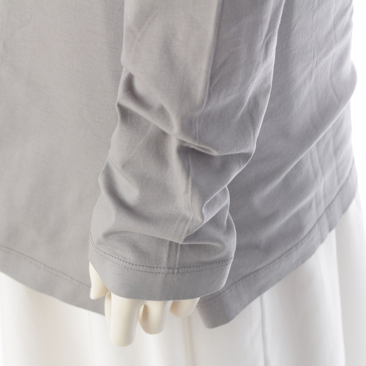  ミュウミュウ 24年 コットン ロゴ ロング 長袖シャツ トップス グレー S 長袖 Tシャツ カットソー