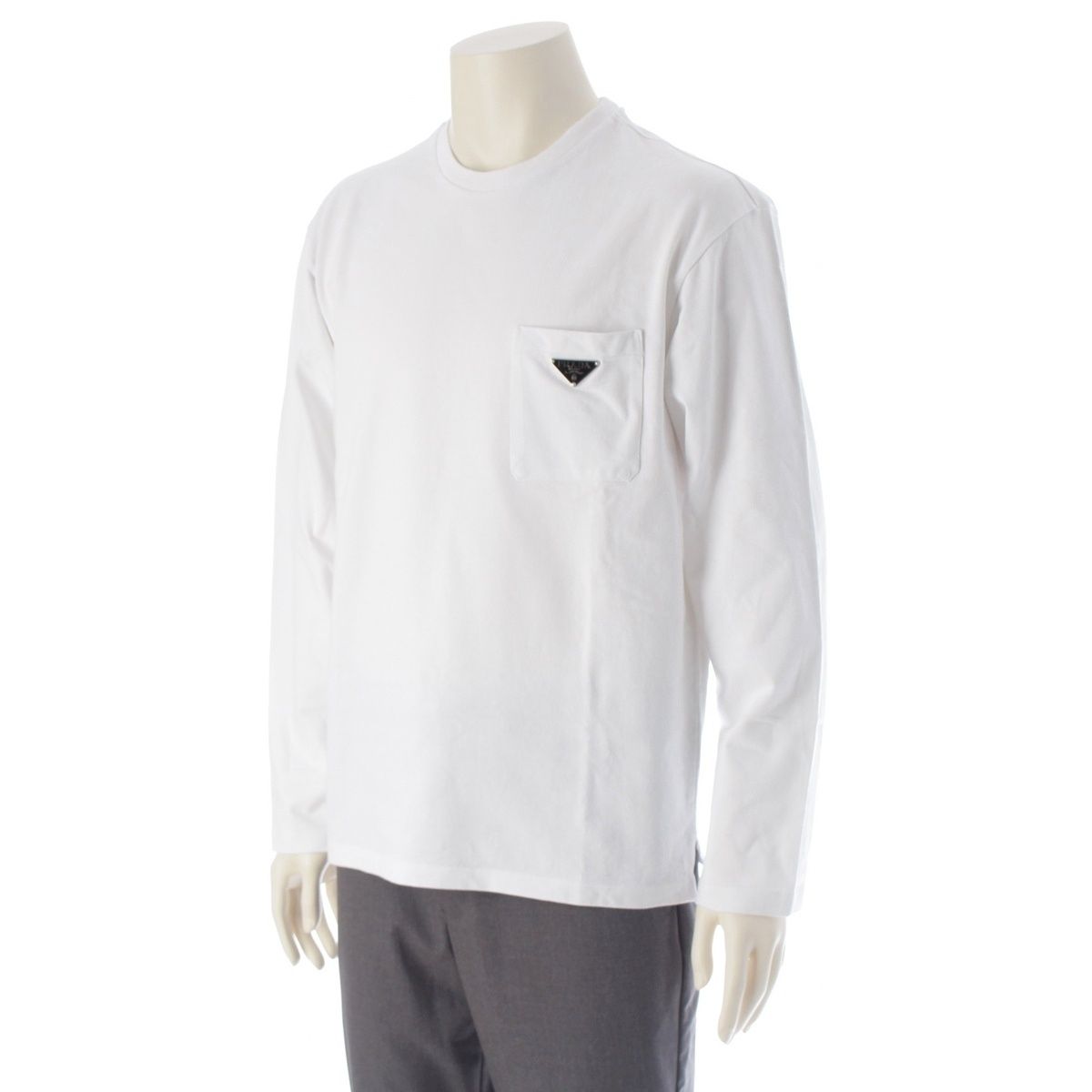 プラダ 23年 コットン トライアングルロゴ ロンT 長袖シャツ トップス