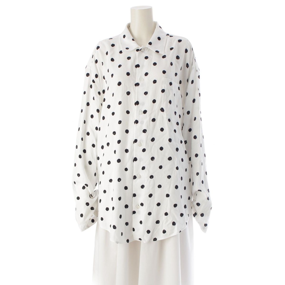 バレンシアガ 23年 ポルカドット プリント シャツ ブラウス トップス 681631 ホワイト 34