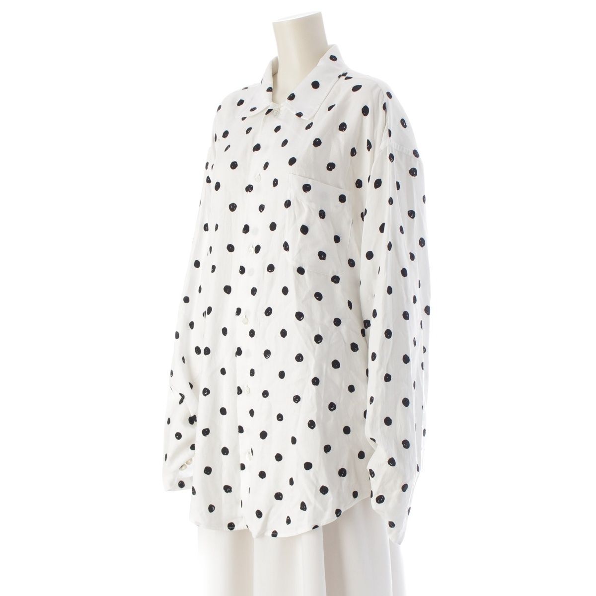 バレンシアガ 23年 ポルカドット プリント シャツ ブラウス トップス 681631 ホワイト 34