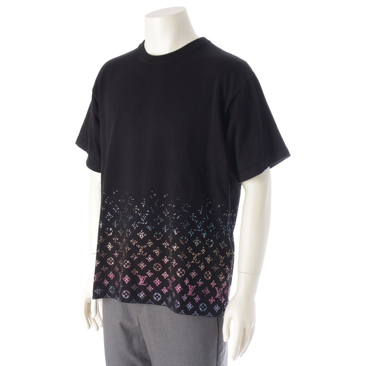 ルイヴィトン 2025 モノグラム グ ラディエント エンベリッシュド 半袖Ｔシャツ トップス 1 AGTLH ブラック L