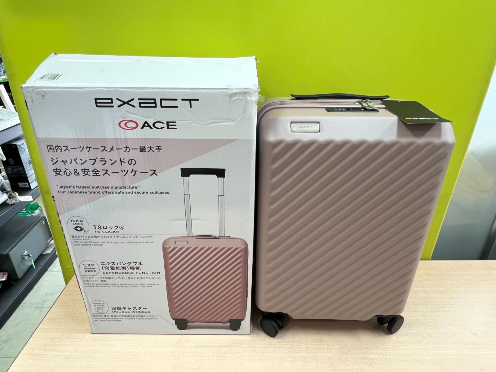 ACE エース イグザクト 機内持込みサイズ スーツケース 拡張機能付き キャリーバック 旅行バッグ ピンク EXACT 管理No.CA10222
