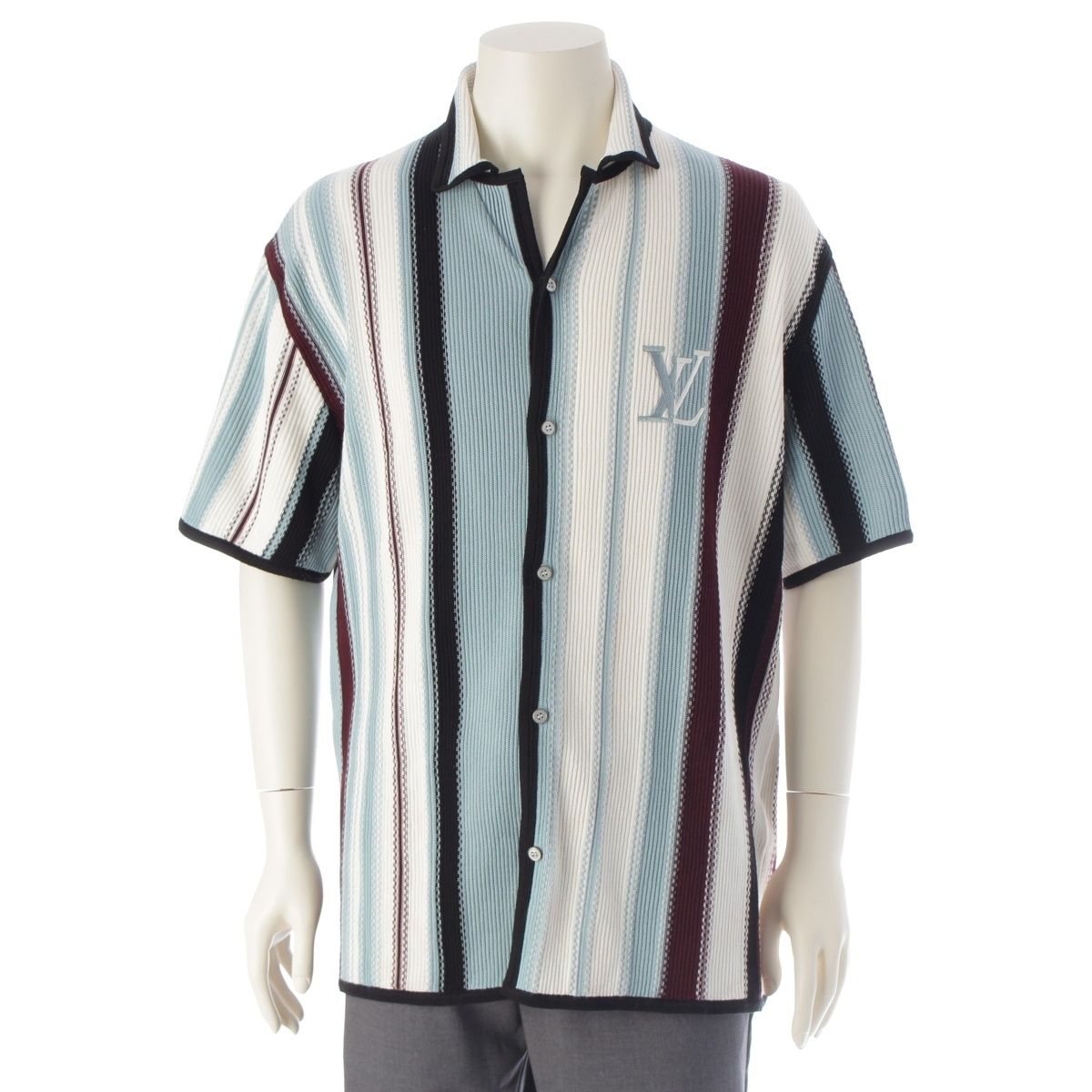 ルイヴィトン 2025 コットン LVロゴ ストライプ クロシェ ショートスリーブ 半袖シャツ マルチ L