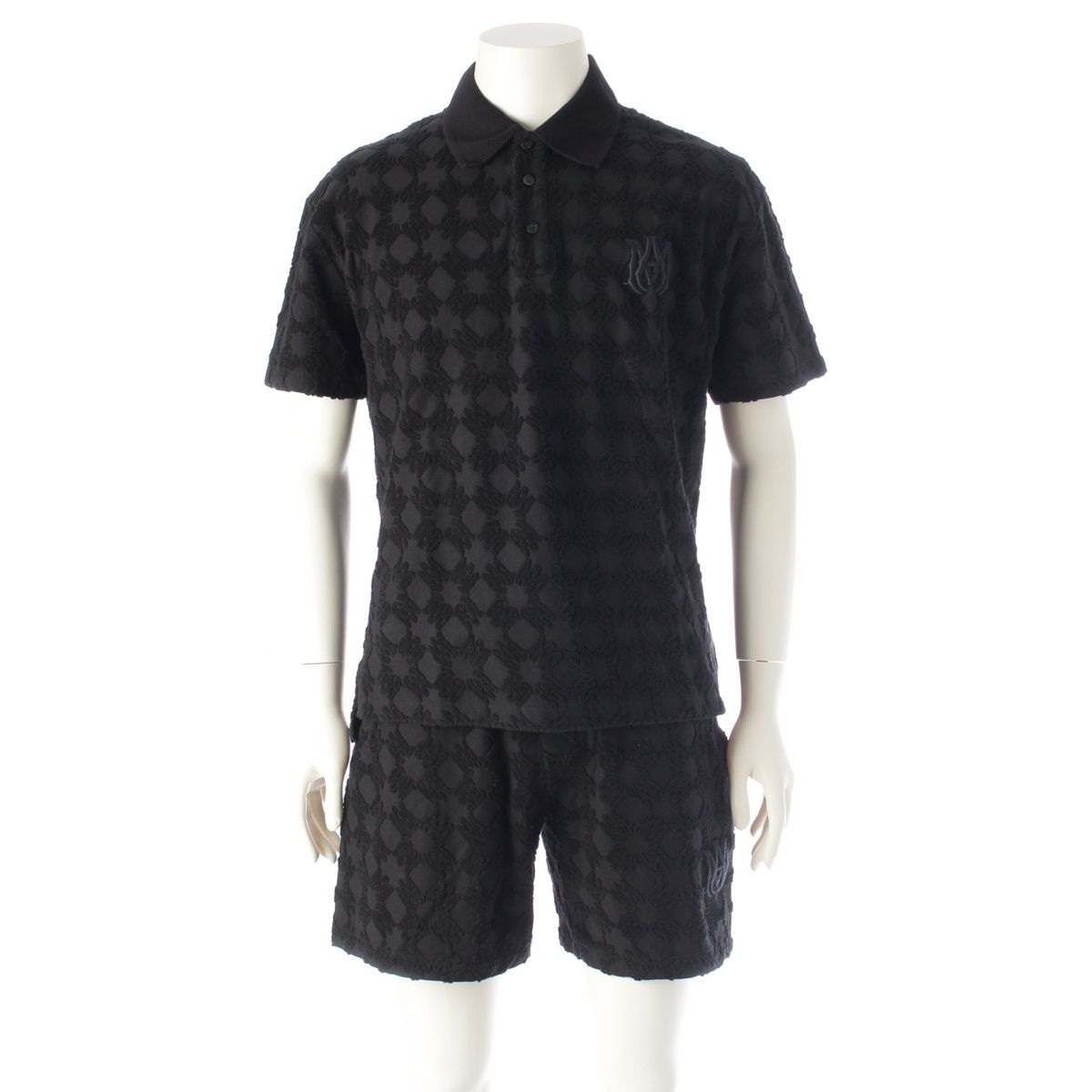 アミリ 2025 MA CORE LOGO コットン ポロシャツ&ショートパンツ パンツセットアップ ブラック 36