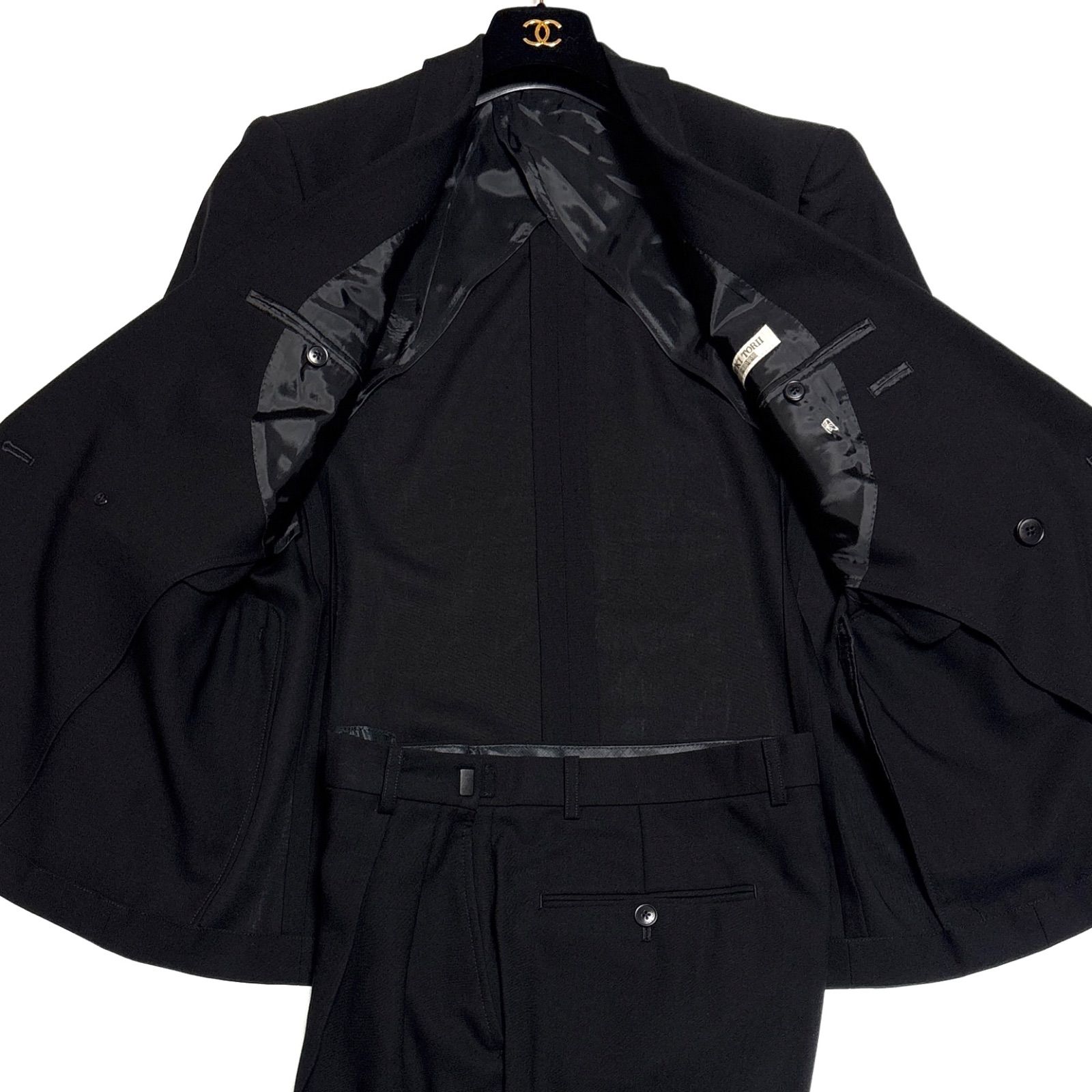 YUKI TORII HOMME ダブルブレスト ブラックフォーマル スーツセットアップ 冠婚葬祭 礼服 喪服 背抜き 黒 ブラック