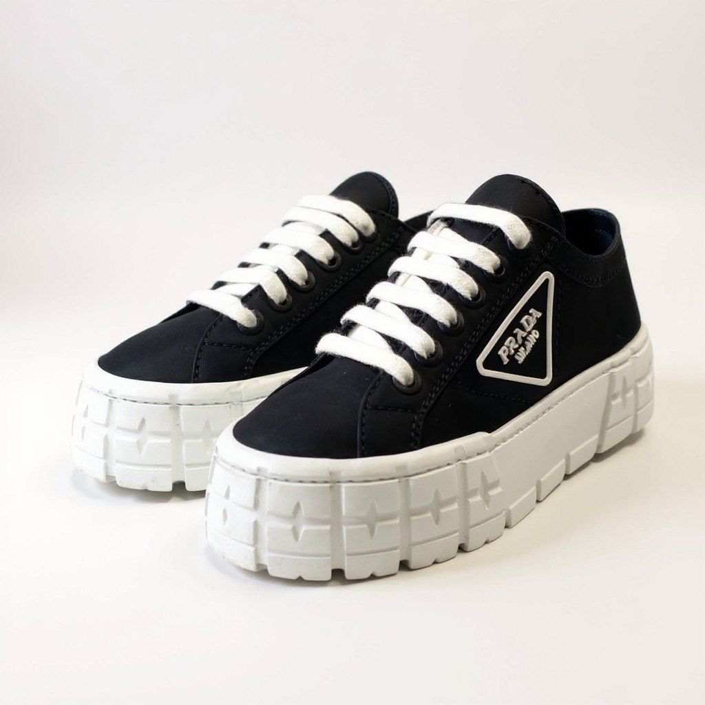 1k16《美品》 PRADA プラダ ダブルホイール ギャバジンスニーカー 24cm