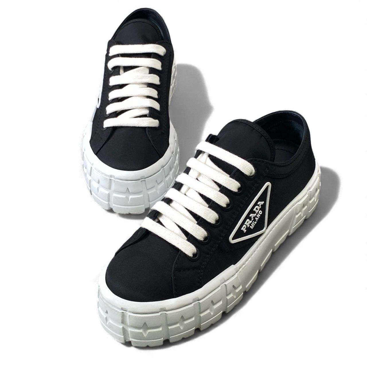 PRADA ダブルホイール　ナイロン ギャバジン厚底　37 中古・古着通販】PRADA (プラダ) ダブルホイールナイロンギャバジン