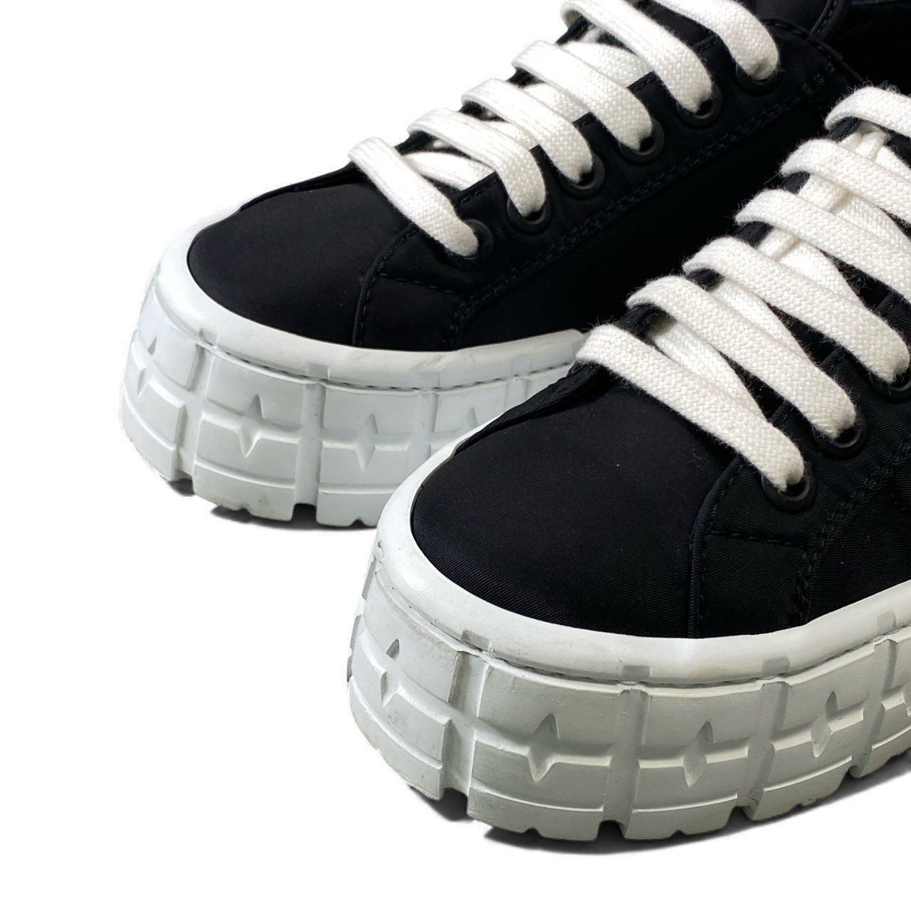 PRADA ダブルホイール　ナイロン ギャバジン厚底　37 1k16《美品》 PRADA プラダ ダブルホイール ギャバジンスニーカー 24cm