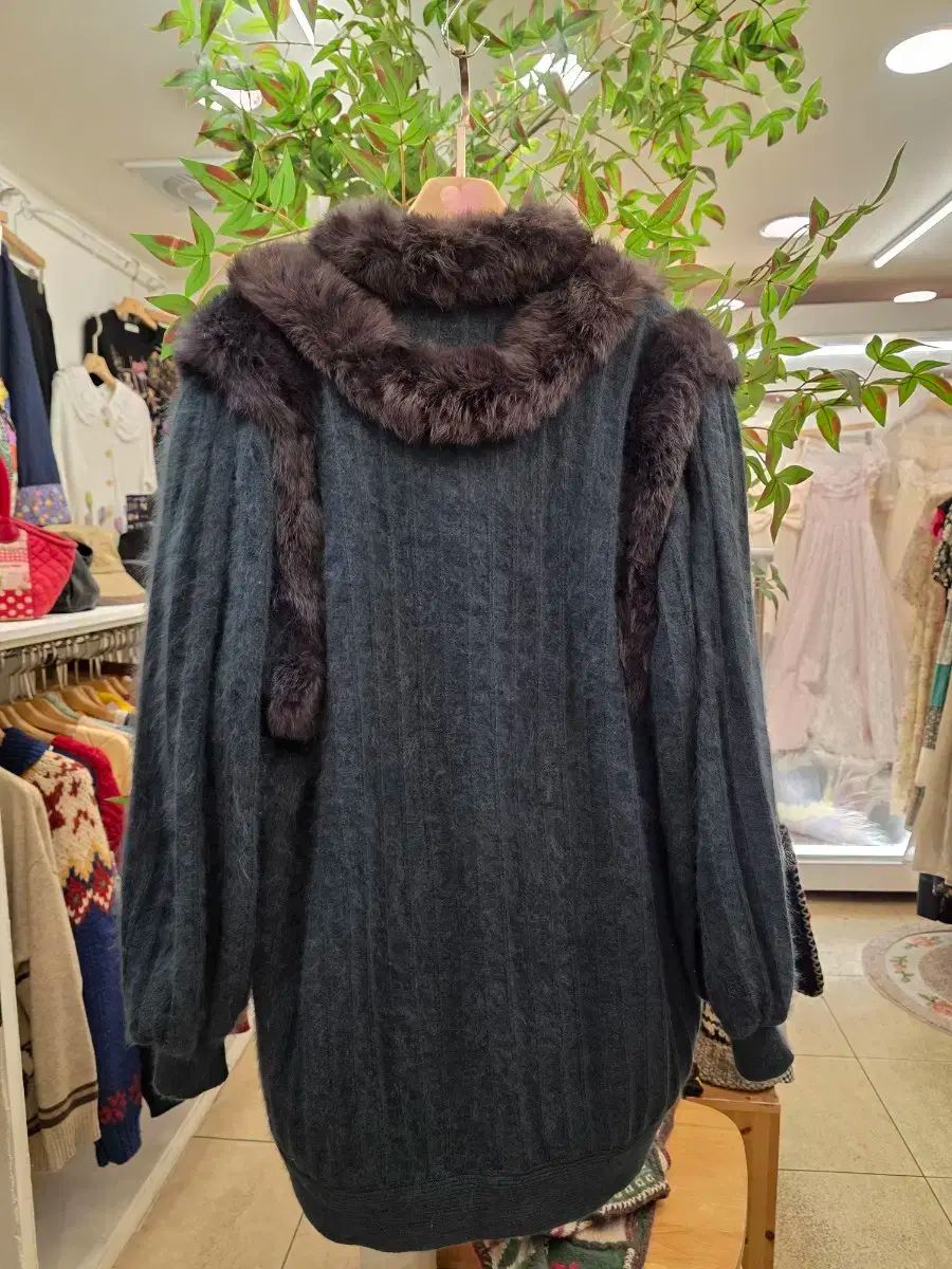  ファー トリミング アンゴラ ニット カーディガン 長袖 カーディガン ボレロ アンサンブル