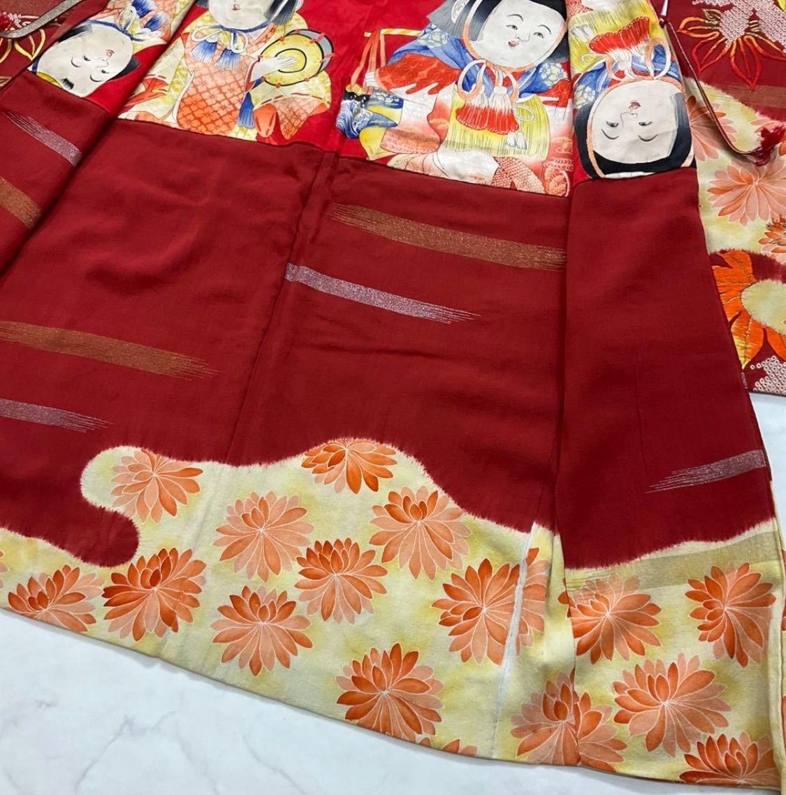  kimono one kimonoarisa 厳選 素晴らしいアンティーク長羽織 正絹 刺繍 ロング 裄63丈98.5 羽織 着物 浴衣