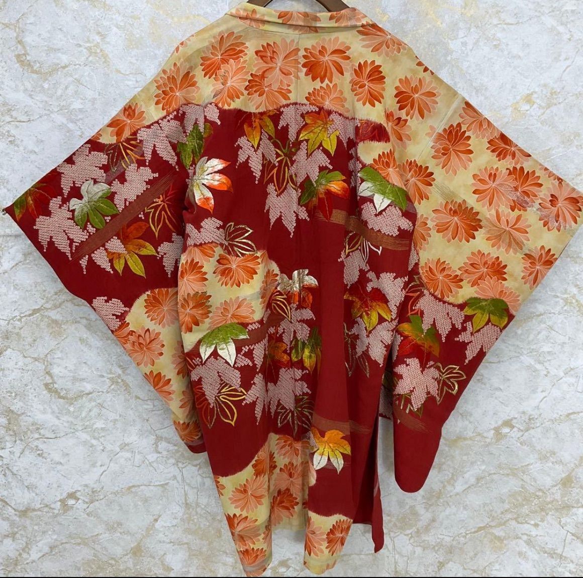 kimono one kimonoarisa 厳選 素晴らしいアンティーク長羽織 正絹 刺繍 ロング 裄63丈98 5