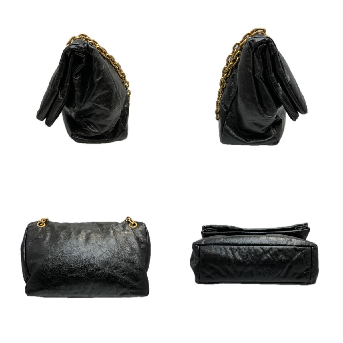 保存袋 付 BALENCIAGA バレンシアガ モナコ チェーンショルダー バッグ ブラック