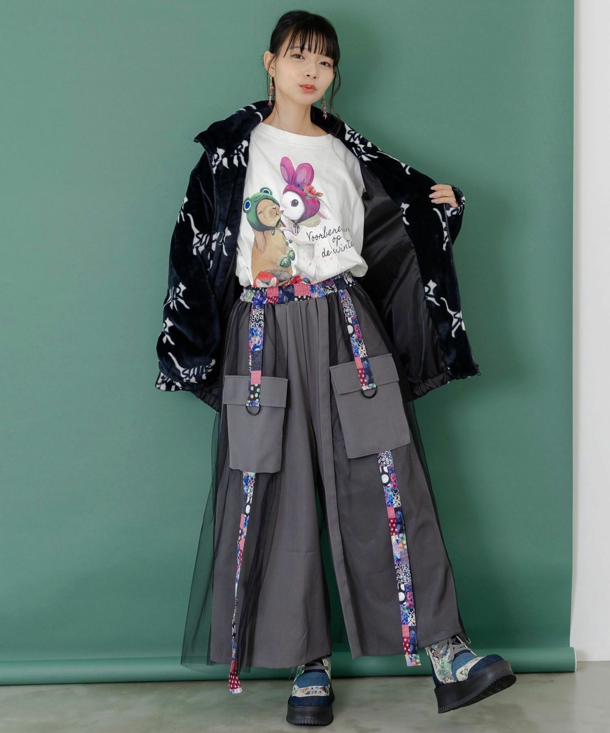 ⚫︎8/16限定⚫︎【SUKALA】エンブロイダリー　ウェア上下セット Lサイズ ScoLar スカラー 153695：スカラー柄展開フランネル×タフタブルゾン