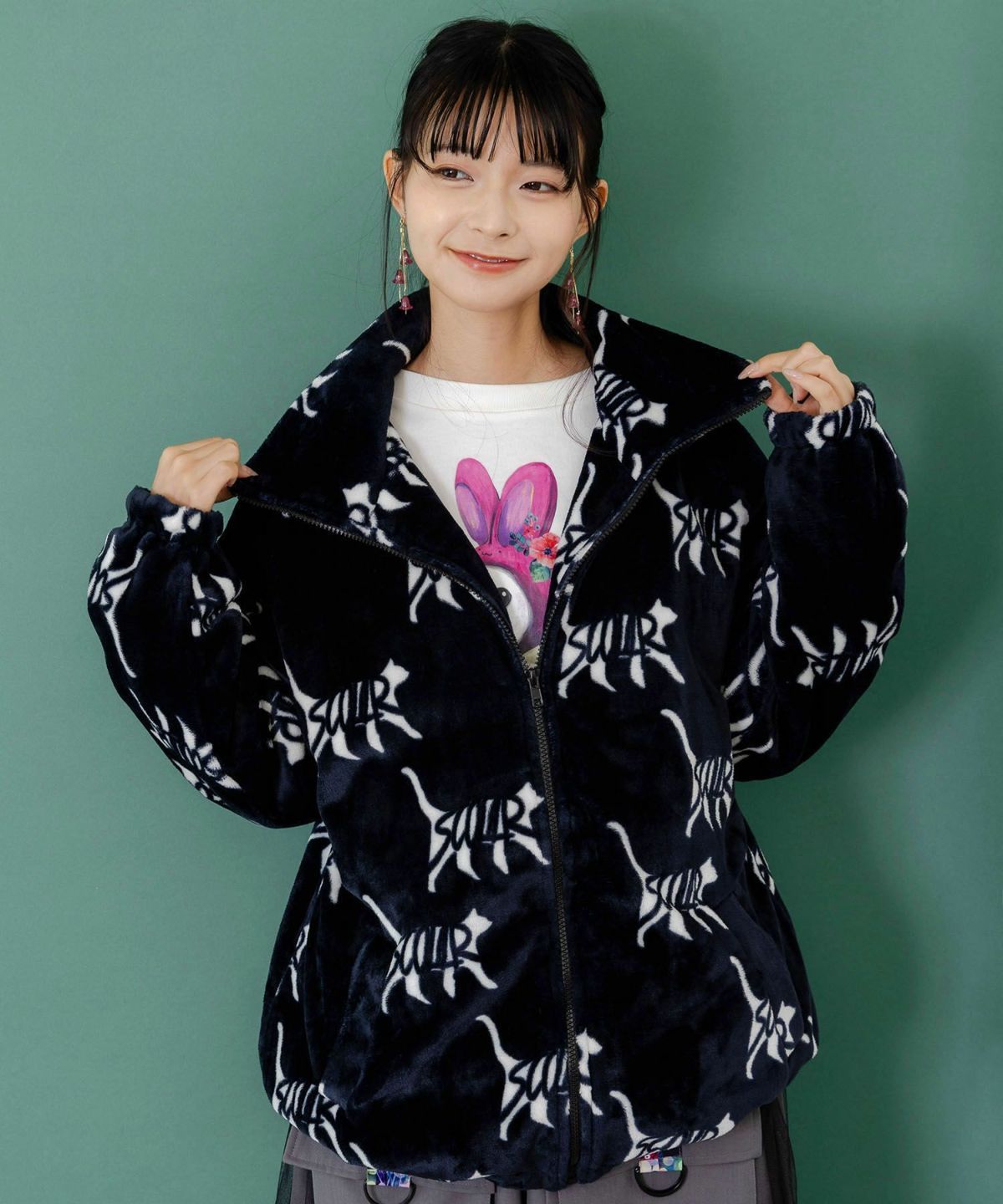 ScoLar スカラー 153695：スカラー柄展開フランネル×タフタブルゾン