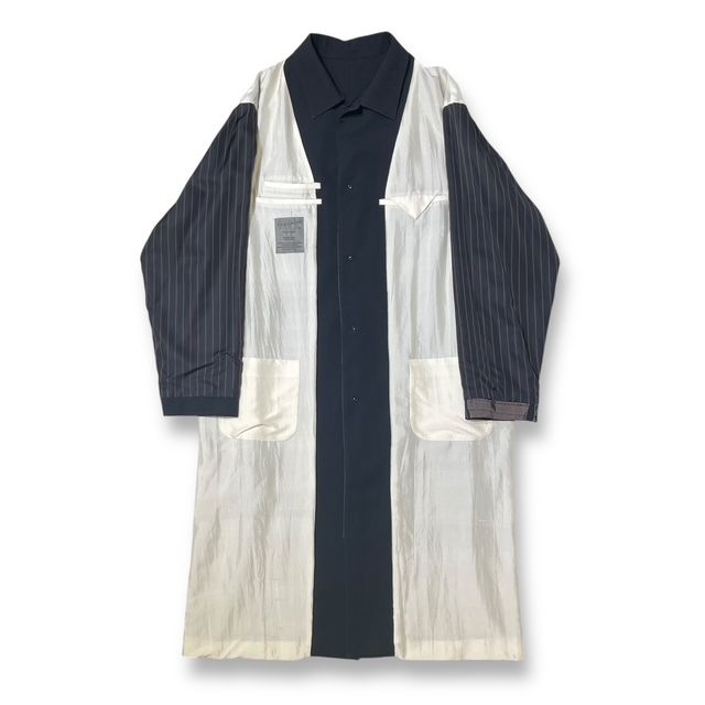 17SS Yohji Yamamoto POUR HOMME 抜染リバーシブル ギャバシルク 1 ホワイト×ブラック HD-C13-817 ヨウジヤマモトプールオム