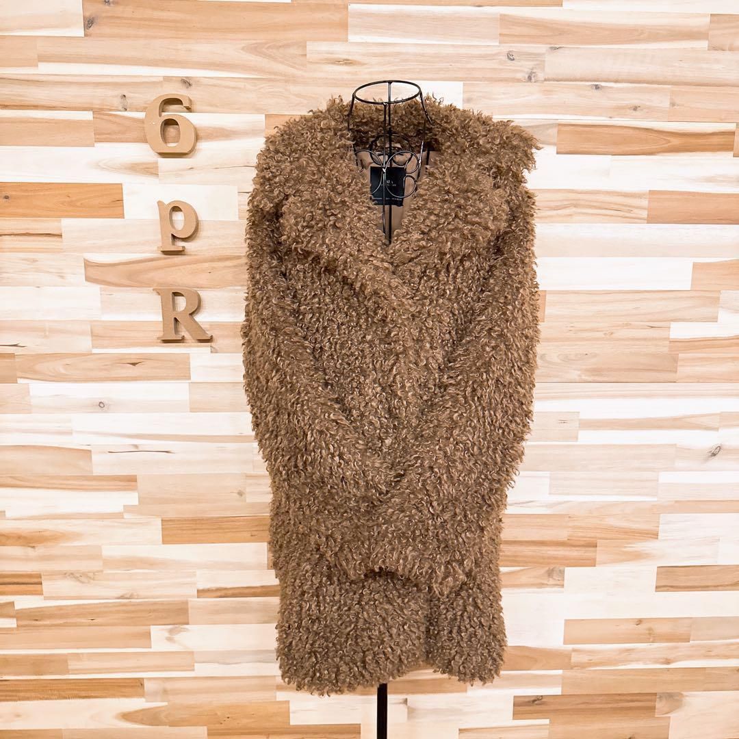 ザラ】ボリューム ボア プードル ジャケット もこもこ 秋冬 XS 茶