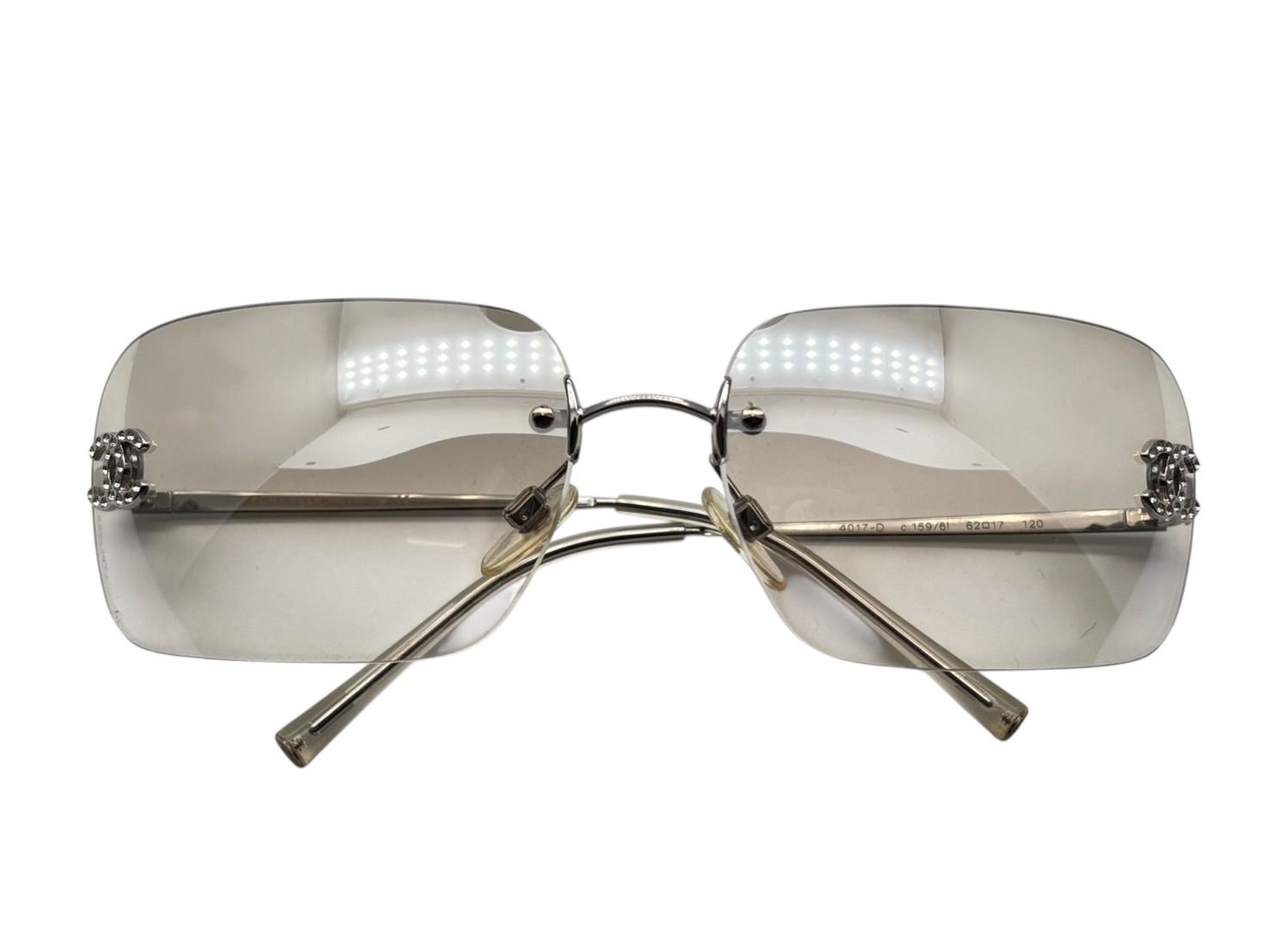 CHANEL シャネル リムレス サングラス 4017-D c.159 6 I サイズ62 14 120 ココマーク ラインストーン メタル シルバー 4 b 009271
